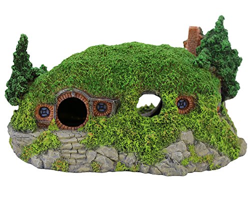 Coospider Hobbit Miniature Landscape Hillside Fairy Hole house Manor Decor Ideas for Aquariums Reptile Box Shelter Ornament 11" L x 8”W x 6.5" H