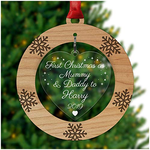 Personalised 1st Christmas As Mummy Daddy Xmas Tree Bauble