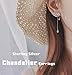 MSECVOI 925 Sterling Silver Leaves Wrap Earrings Crawler for Women Dainty Flowers Threader Tassel Chain