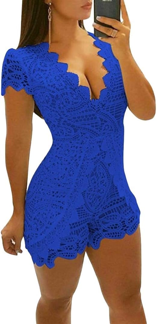 Jumpsuit Damen Kurz Spitze Sommer Stil Vintage Overall Einfacher