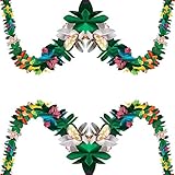 Tissue Flower Garland Tropical Hawaiian & Luau Party Decorations, 2 Pack, Each one is 9 ft long Great Moana Party Favors Supplies + Bonus Of 75 Temporary Moana Tattoos, By 4E’s Novelty
