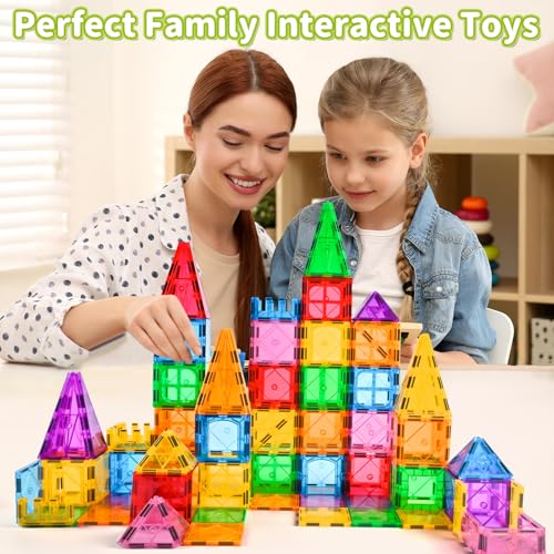Katiago Magnetic Building Blocks Kids 64 Pieces 3D Magnetic Building Games Construction Magnetics Christmas Birthday Gifts for 3 4 5 6 Years Old Girls Boys