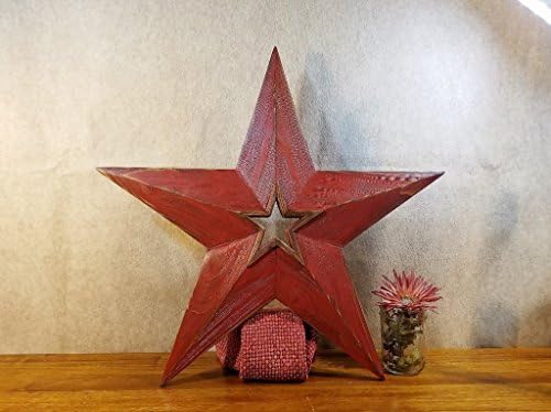 Wood Star Large Bevelled Barn Distressed Red 25 Inch Center Cut Out