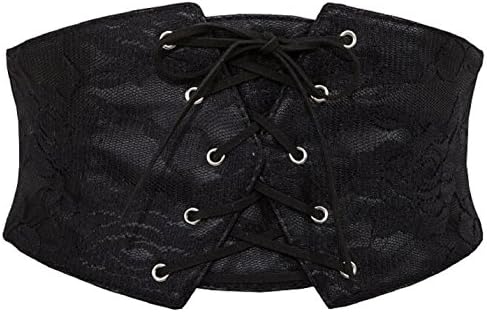 Womens Wide Elastic Stretch Waist Belt Lace Up Corset Waist Band