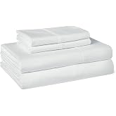 Amazon Basics Soft Organic Cotton Sheet Set with 2 Pillowcases, Queen, White