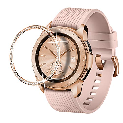 Dsytom Jewelry Bezel Ring Compatible with Galaxy Watch Bezel 42mm,Gear Sport Watch Bezel Cover Protector Adhesive Loop Anti Scratch Design for Samsung Galaxy Watch 42mm/Gear Sport(Rose Gold)
