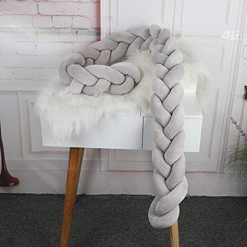 MiyaSudy Baby Braided Crib Bumpers Knot Pillow Cushion Nursery Bedding Cot Protector for Baby Cot Room Decor