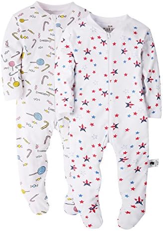 Marquebaby Candy and American Flag Girls' Footed Pajama - 100% Cotton Zip Front Sleep and Play Sleeper 3M - by