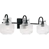 Capital Lighting 145131MB Nyla Transitional Clear Fluted Glass Vanity Lights for Bathroom, 3-Light 300 Total Watts, 9" H x 24