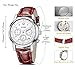 HOWK Men's Chronograph Quartz Watches with Date Analog White Luminous Dial and Brown Leather Band