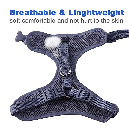 ThinkPet Reflective Breathable Soft Air Mesh No Pull Puppy Choke Free Over Head Vest Ventilation Harness for Puppy Small Medium Dogs and Cats Camouflage Grey Neck 13-20 in/Chest 18-30 in