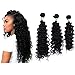 Yonis Deep Wave Hair Extensions Weft Weave Natural Black Color 3 Bundles Synthetic Human Hair Mixed Length (16