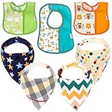 Baby Bandana Drool Bibs – 7 Pack Unisex Bundle for Teething and Drooling – Soft & Absorbent, Hypoallergenic,100% Organic Cotton – Newborn Shower Gift Set for Boys & Girls