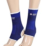 Black Blue Pinstripes White Hem Ankle Support Sport Protectors Pair