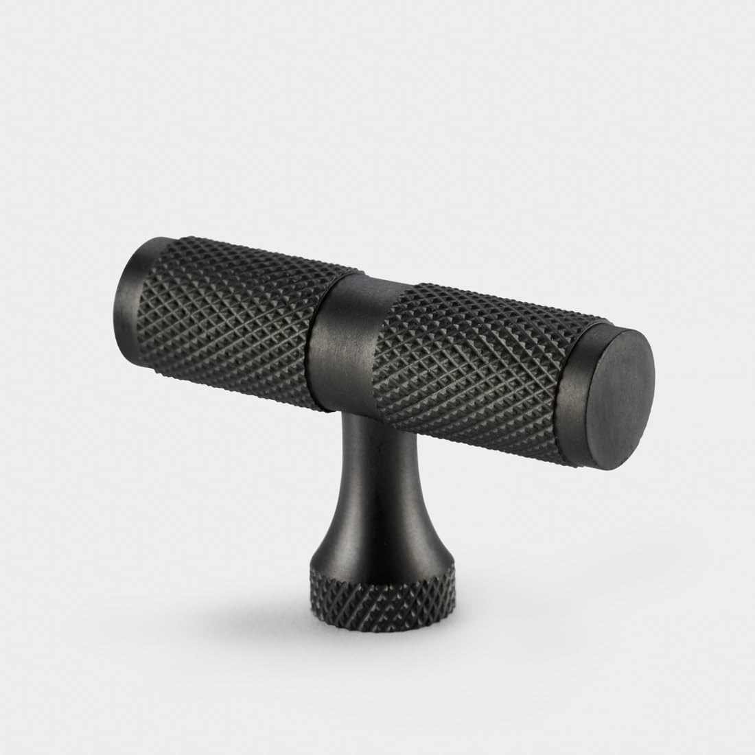 Pushka Home Solid Brass Gold, Silver & Gunmetal Grey Knurled T Bar Cupboard Pull Handles for Cabinets, Doors, Drawers (Gunmetal Grey)