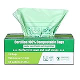 Primode Compostable Bags 33 Gallon, Lawn Leaf Extra Large Trash Bags, 15 Count, 100% ASTMD6400 Certified Biodegradable Compost Bags, Certificated By US BPI And European VINCETTE, Extra Thick 1.1 Mil