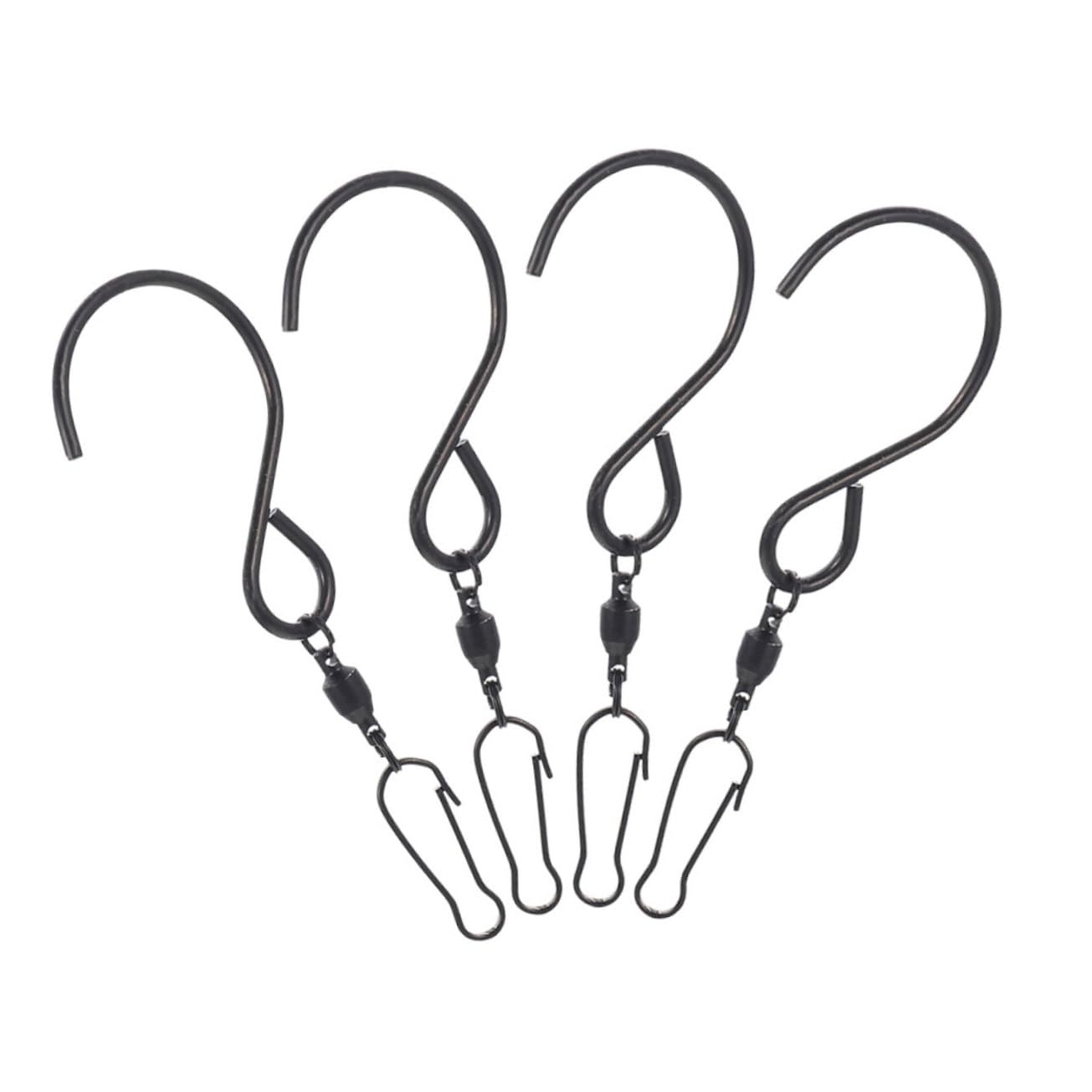 Toddmomy 4pcs Swivel Hooks Wind Spinners S Hooks Stainless Steel Wind Chime Hook Clips Hanging Garden Hooks for Bird Feeders Tree Windsock Black