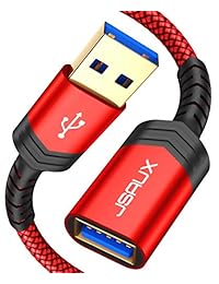 JSAUX - Cable alargador USB 3.0 (2 unidades, conector USB A macho a conector USB A hembra de 5 Gbps, memoria flash USB de transferencia de datos, teclado, ratón, estación de reproducción, Xbox, Oculus VR, lector de tarjetas, impresora)