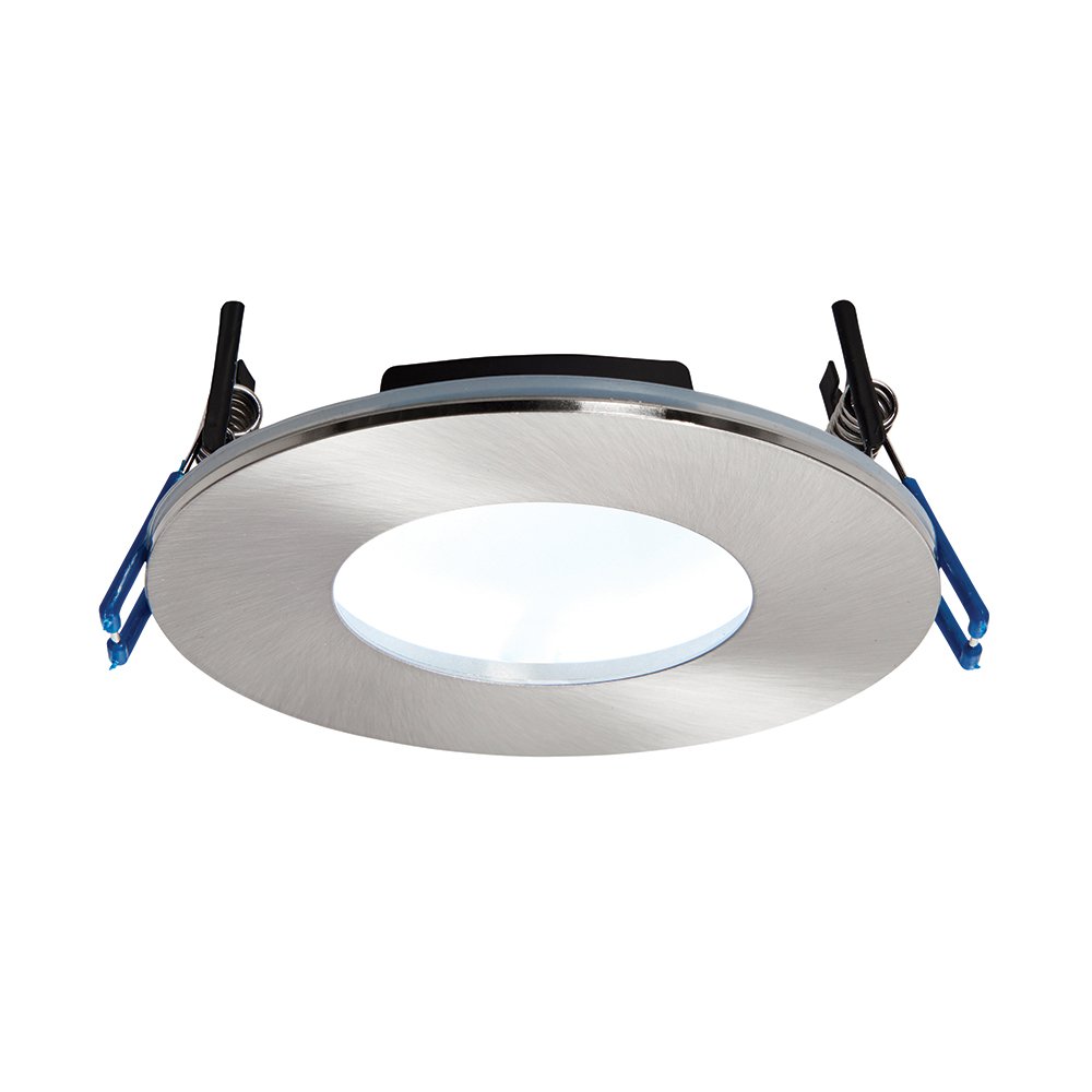 Saxby OrbitalPLUS 9W Satin Nickel Die Cast Aluminium IP65 Cool White Recessed Anti Glare Fire Rated LED Downlight
