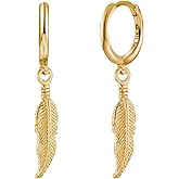 T-ztoss Stainless Steel Punk Drop Dangle Hinged Earrings Feather Gothic Mens Earring Black Huggie Hoop Earrings for Men and Women Wearing Jewelry