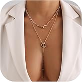 HLZMZQF Slip Chain Necklace for Women O-Ring Chain Necklace Long Chain Necklaces Adjustable Lariat Y-Necklaces Trendy Jewelry for Women