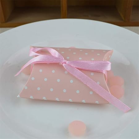 GIFTLIPHZ 10pcs Almohada Caja de Papel Dots Cajas del Caramelo de favores de la Boda del