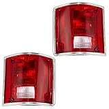 Driver and Passenger Taillights with Chrome Trim Replacement for Chevrolet GMC Pickup Truck SUV 5965771 5965772 AutoAndArt
