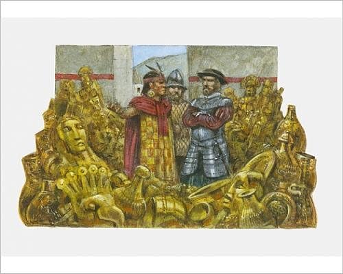 10x8 Print of Illustration of Francisco Pizarro standing next to Inca Emperor Atahualpa in (13547153)