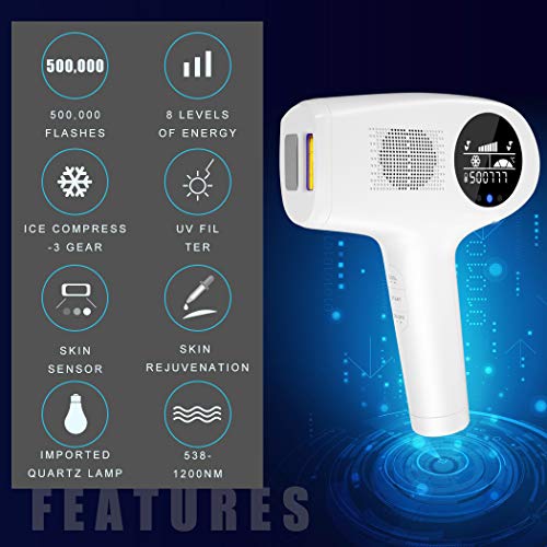 Permanent Hair Removal,ABsuperIPL Hair Removal System, 50,000 Flashes Face Facial & Body Hair Removal Device Painless Permanent Hair (PF1)