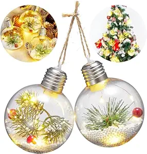 2 Pack Christmas Tree Balls Christmas Tree Decoration Ball Warm Light Decorative ball8cm*8cm/Glowing Transparent Christmas Ball Christma Tree Light LED Christmas Lights