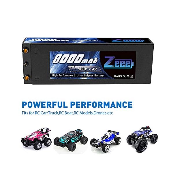 Zeee 2S Lipo Akku 7,4V 8000mAh 100C Hardcase Batterie mit 4,0mm Kugel to Deans T Stecker für RC Evader BX Auto Car Truck… – Bild 7
