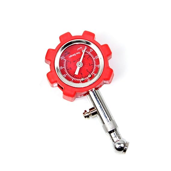 Ouken Stainless Steel Tire Pressure Gauge with Reset Function,Red (rot)