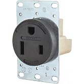 Bryant Electric 9650FR 50 Amp 250V NEMA 6-50R Flush Straight Blade Receptacle, Black