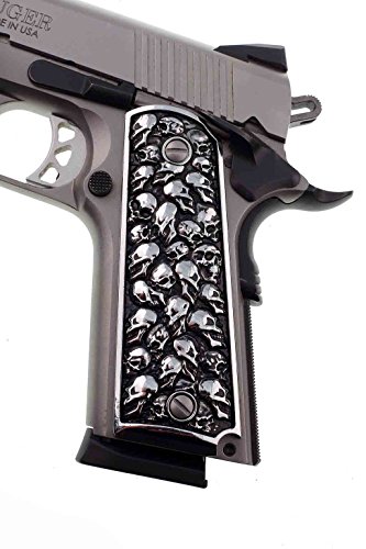 Premium Gun Grips 1911 fits Colt Kimber RIA S&W Clones Apocalypse w/3D Skulls