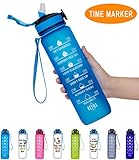 Giotto 32oz/22oz Leakproof BPA Free Drinking Water Bottle with Time Marker & Straw to Ensure You Drink Enough Water Throughout The Day for Fitness and Outdoor Enthusiasts