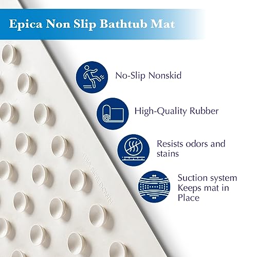 Epica Non Slip Bathtub Mat Real Rubber Bath Mat for Tub, Shower, Bath
