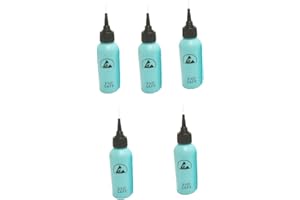 MIDANGGU 60ml Flux Dispenser, ESD Safe Needle Tip Bottle Static Dissipative Durastatic, 2 fl. oz, Height 4.5"Width 1.4", Low-Density Polyethylene, LDPE (needle0.5mm, Blue, 5)