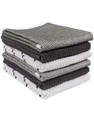 KAF Home Ayesha Curry Mixed Utility Kitchen Towel Set | Set of 6 Mixed Terry Kitchen Towels | Absorbent Kitchen Towels Perfect for Spills, Drying Dishes, Cooking, and Any Household Mess - Gray