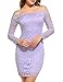 ACEVOG Women's Off Shoulder Lace Dress Long Sleeve Bodycon Casual Dresses (Large, Pink Purple)