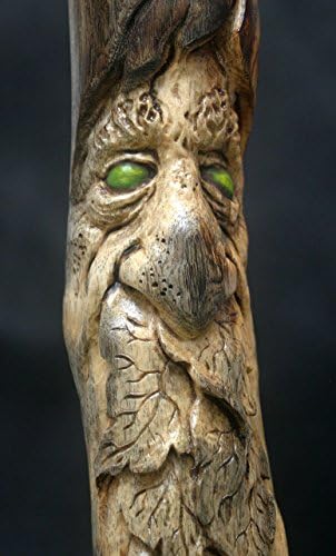 Woodcarving Green Man Woodspirit Tree Face Spirit of the Woods Odd Weird Pagan Wiccan Sculpture Cabin Home Decor Old Man Gnome Wizard OOAK
