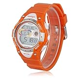 Cool Pasnew LED 100M Waterproof Digital Sport Watch for 5-15 Years Old Boys Girls Kids Students (Orange)