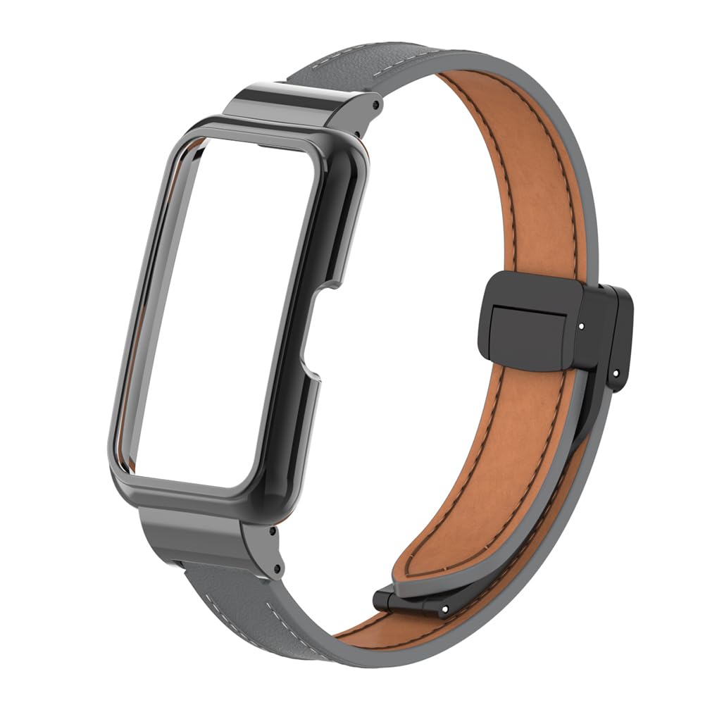 Tyogeephy Leather Strap for Huawei Band 8/ Band 7 Replacement Straps Leather Wristband Band for Man Women, Smart Watch Accessories