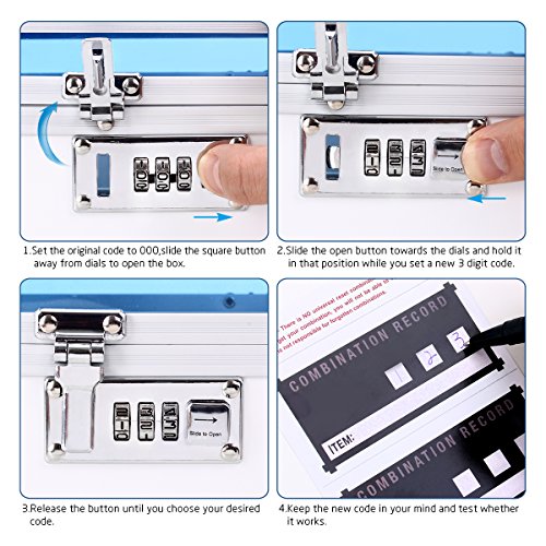 Ollieroo Combination Lock Box for Medication Compartments Medicine Storage Box First Aid Box Blue