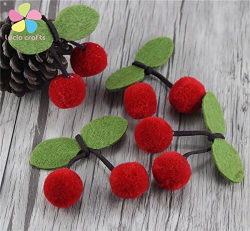 6pcs/lot Approx 2cm Pompoms Fruit Craft Handmade Material DIY Garment mixed (Red)