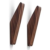 COCOYA 2Pack Wood Hooks Wall Mounted, Minimalist Easy Install Natural Real Walnut Cute Mid Century Modern Simple Rustic Home Foyer Entryway Decor, for Hanging Hat Cap Backpack Bag Coat Towel Clothes