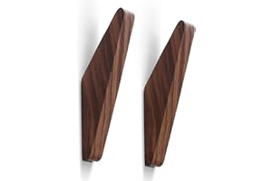 COCOYA 2Pack Wood Hooks Wall Mounted, Minimalist Easy Install Natural Real Walnut Cute Mid Century Modern Simple Rustic Home Foyer Entryway Decor, for Hanging Hat Cap Backpack Bag Coat Towel Clothes