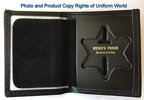 6 Point Ball Tip Bi-Fold Leather Badge Wallet Holder Money Section Single ID Window Credit Cards LASD Police Sheriff Parole Probation Security - Sold by Uniform World