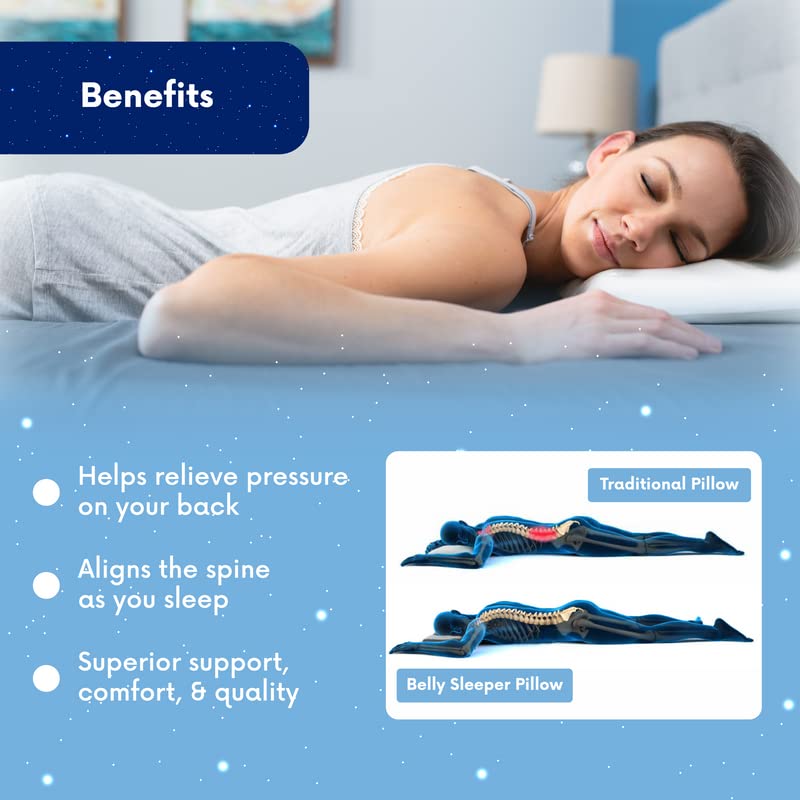 Belly Sleep Belly Pillow for Stomach & Back Sleeper Thin, Flat