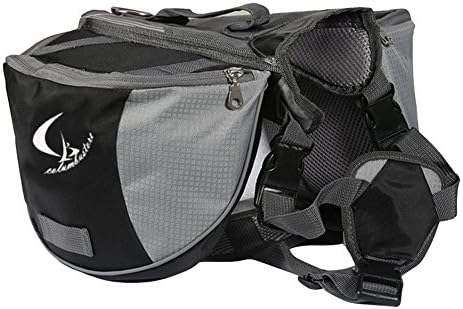 Columbustore Outdoor Adjustable Dog Saddle Bag Large Capacity Dog Backpack with Reflective Stripe (Grey, Large)