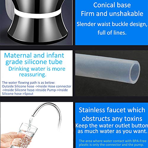 Mother's Day Black Water Bottle Dispenser Pump Automatic Electric Drinking Water Jug Pump for 1-5 Gallon Jug- USB Rechargeable Li-ion - Ultra-Hygienic BPA-Free Water Kettle Dispenser Portable for Home,Kitchen,Outdoor Camping